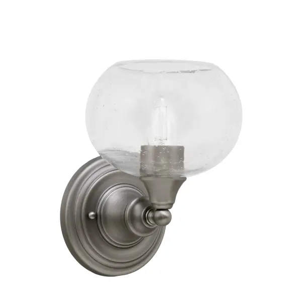 Brushed Nickel Wall Sconce with Clear Bubble Glass - Image 1
