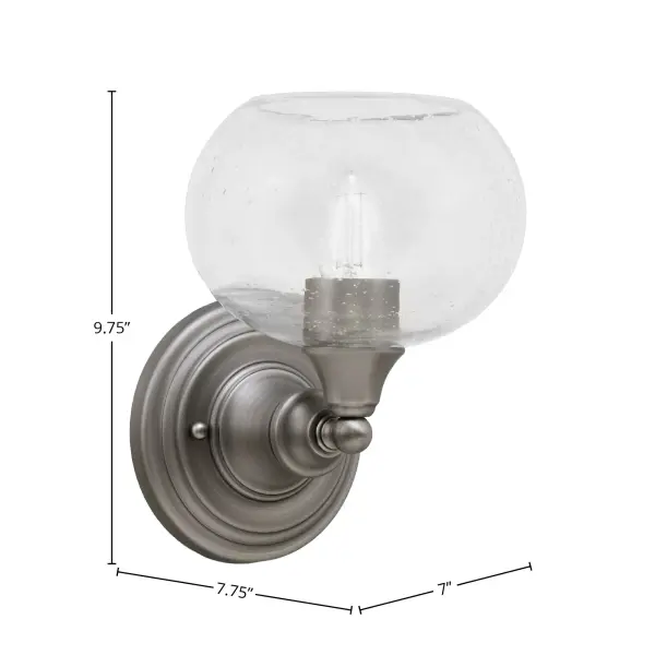 Brushed Nickel Wall Sconce with Clear Bubble Glass - Image 2