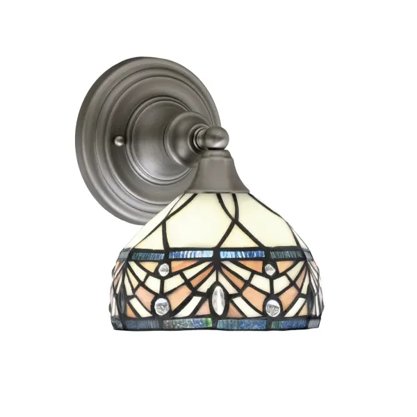 This transitional wall sconce combines brushed nickel hardware with stunning Royal Merlot art glass to create warm, inviting illumination. Its compact 7-inch design and up/down mounting flexibility make it ideal for various spaces.