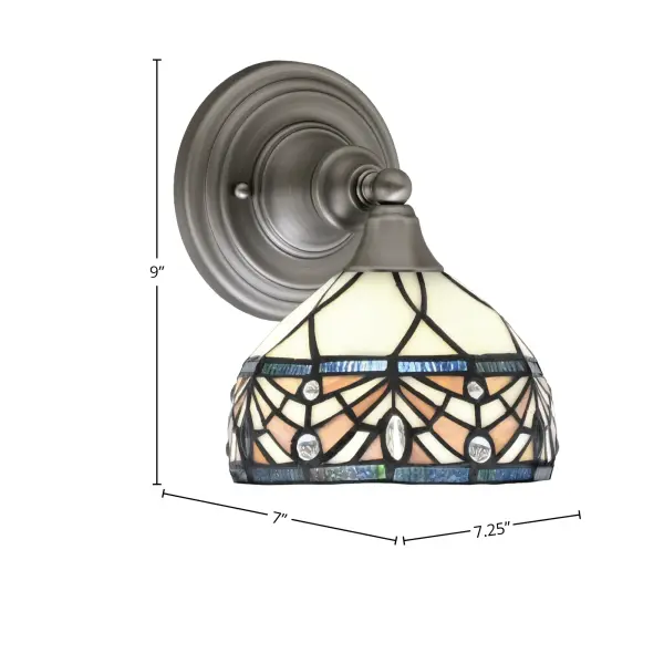 This transitional wall sconce combines brushed nickel hardware with stunning Royal Merlot art glass to create warm, inviting illumination. Its compact 7-inch design and up/down mounting flexibility make it ideal for various spaces. - alternate view