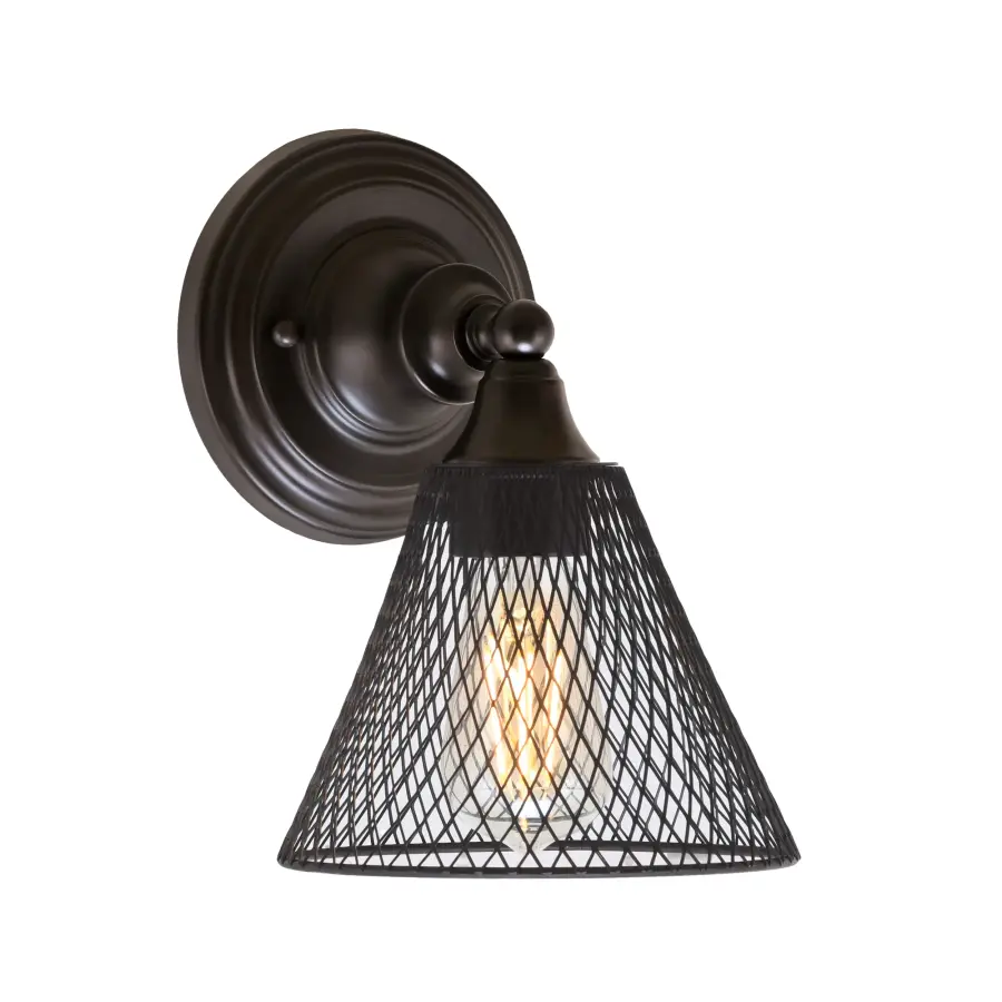 Espresso Cone Mesh Wall Sconce with LED Bulb - Image 1