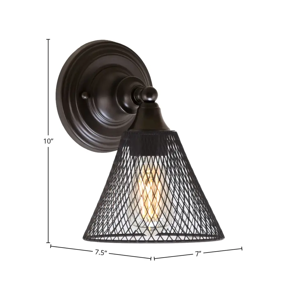 Espresso Cone Mesh Wall Sconce with LED Bulb - Image 2