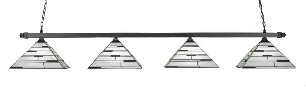 Square 4-Light Island Pendant with Pearl Ebony Art Glass - Image 1