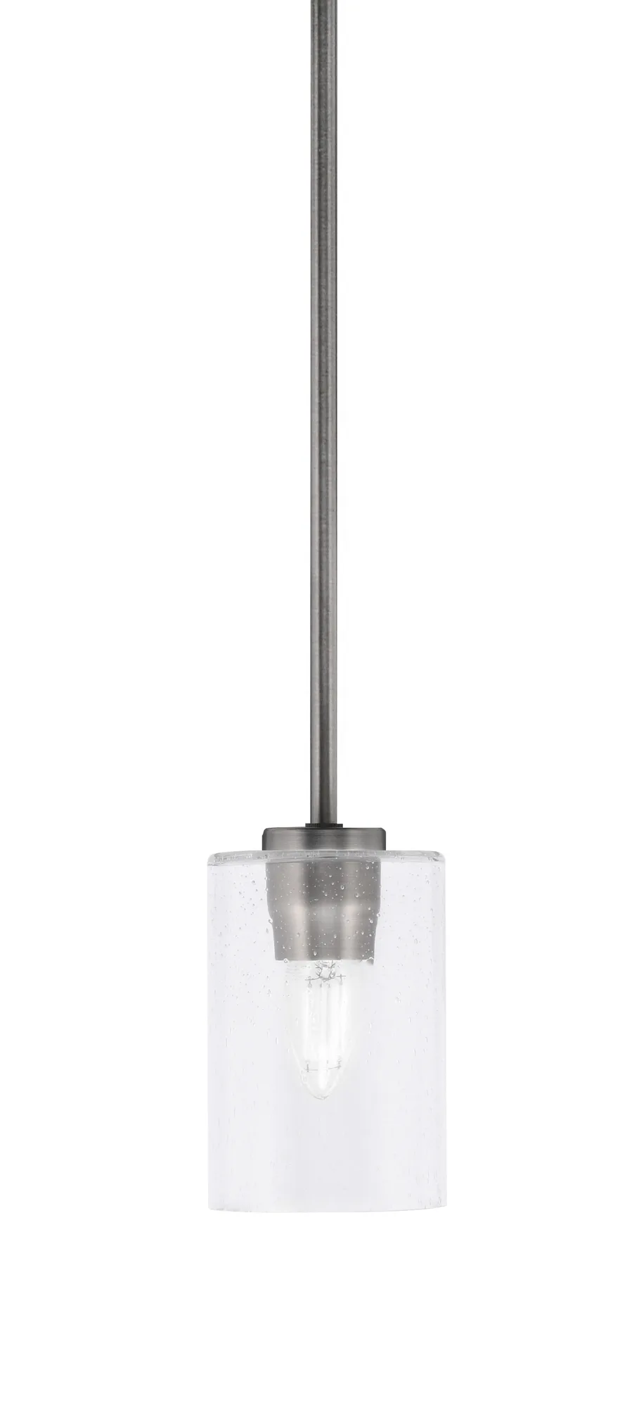 Atlas Stem Hung Mini Pendant with Clear Bubble Glass