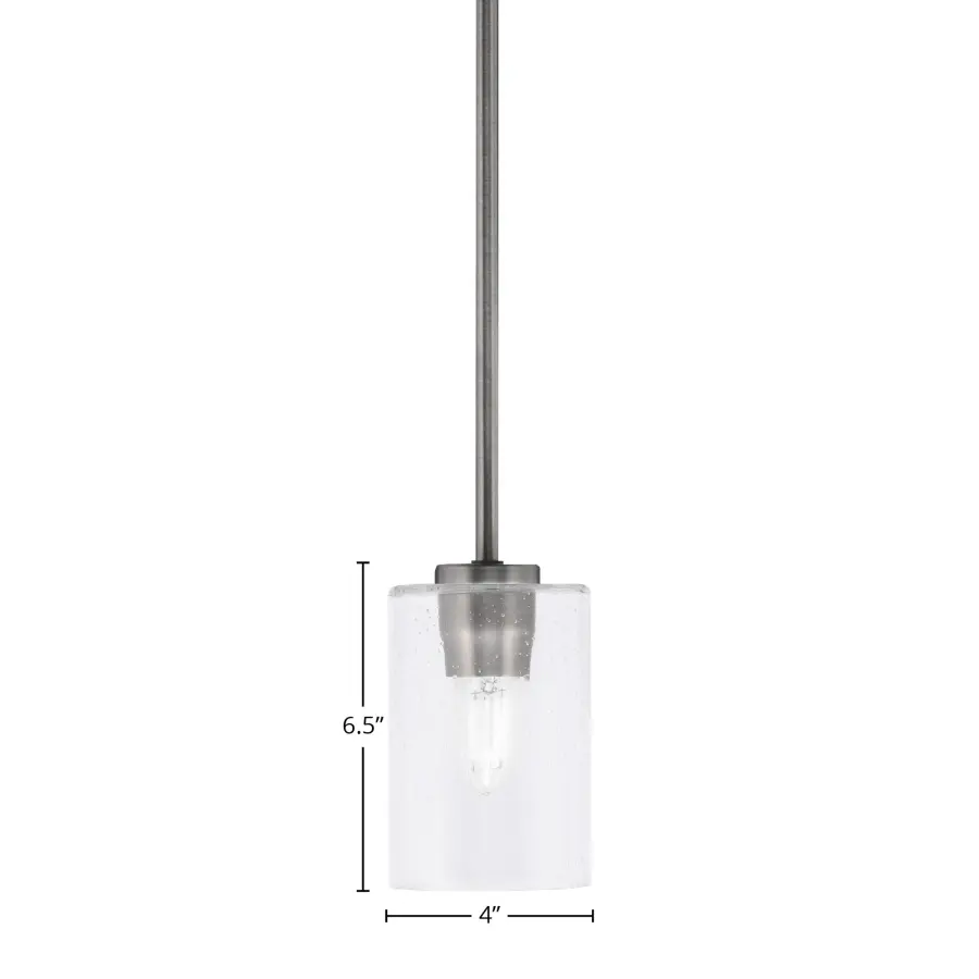 Atlas Stem Hung Mini Pendant with Clear Bubble Glass - Image 2
