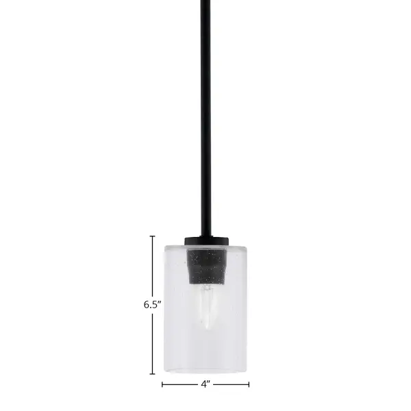 The Atlas Mini Pendant combines industrial matte black styling with charming clear bubble glass. Its compact 4-inch size makes it perfect for multiples over kitchen islands or as accent lighting in smaller spaces. - alternate view