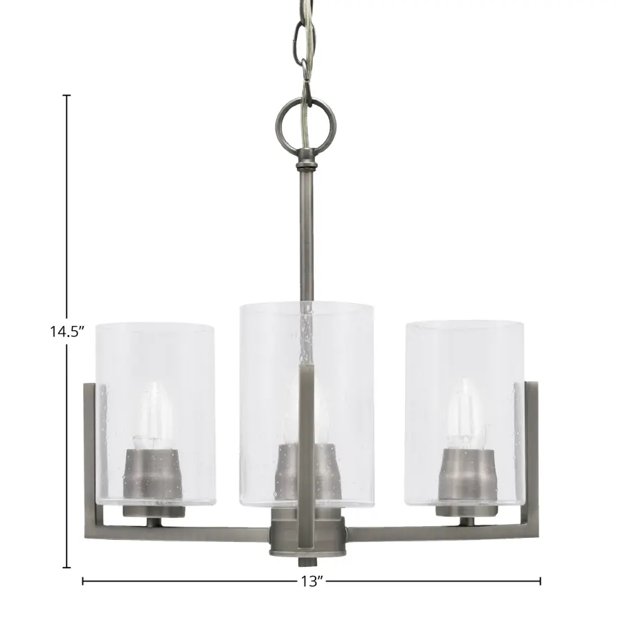 Atlas 3 Light Chandelier with Clear Bubble Glass - Image 2