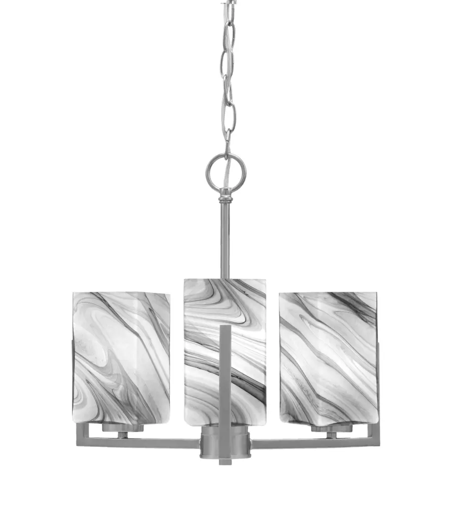 Atlas 3 Light Chandelier with Onyx Swirl Glass - Image 1