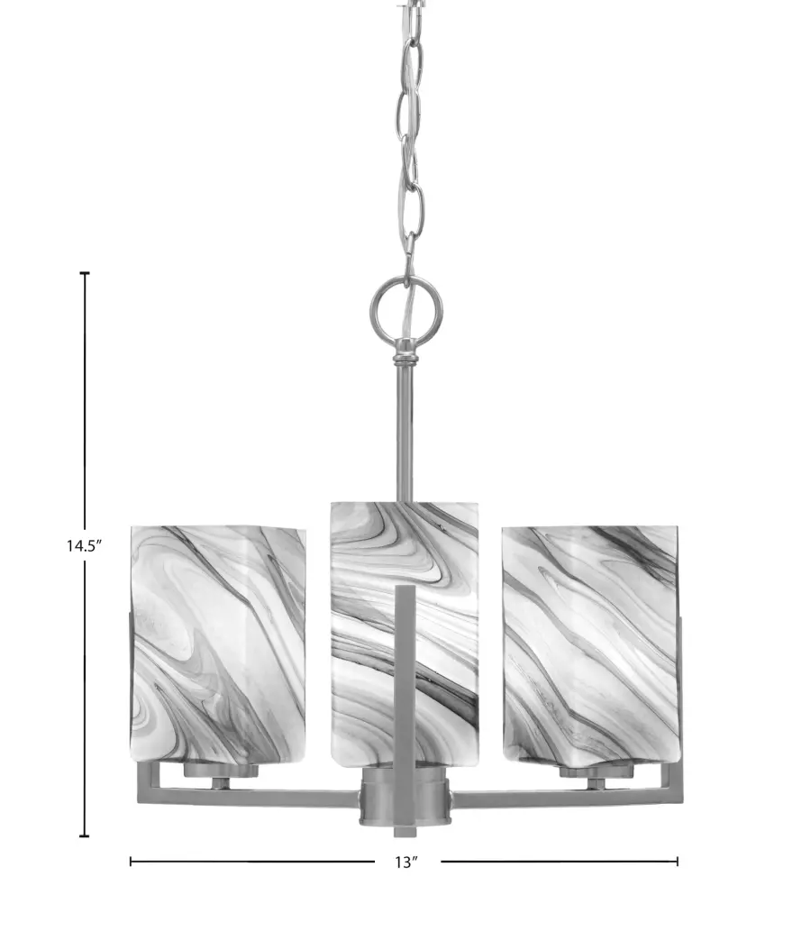 Atlas 3 Light Chandelier with Onyx Swirl Glass - Image 2
