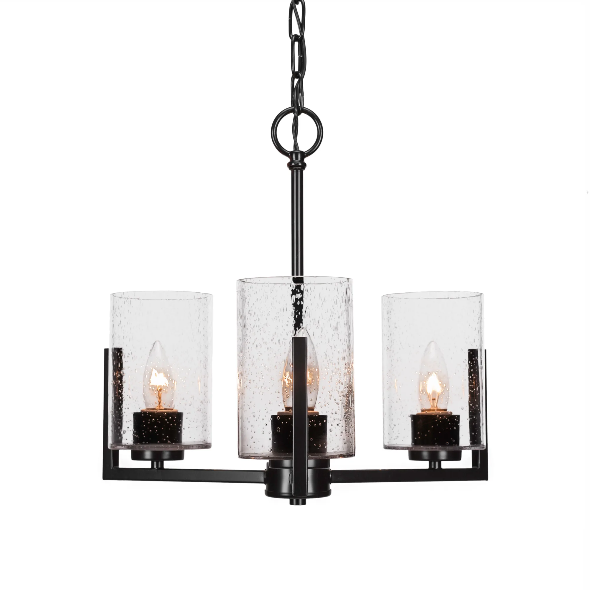 Atlas 3-Light Chandelier with Clear Bubble Glass