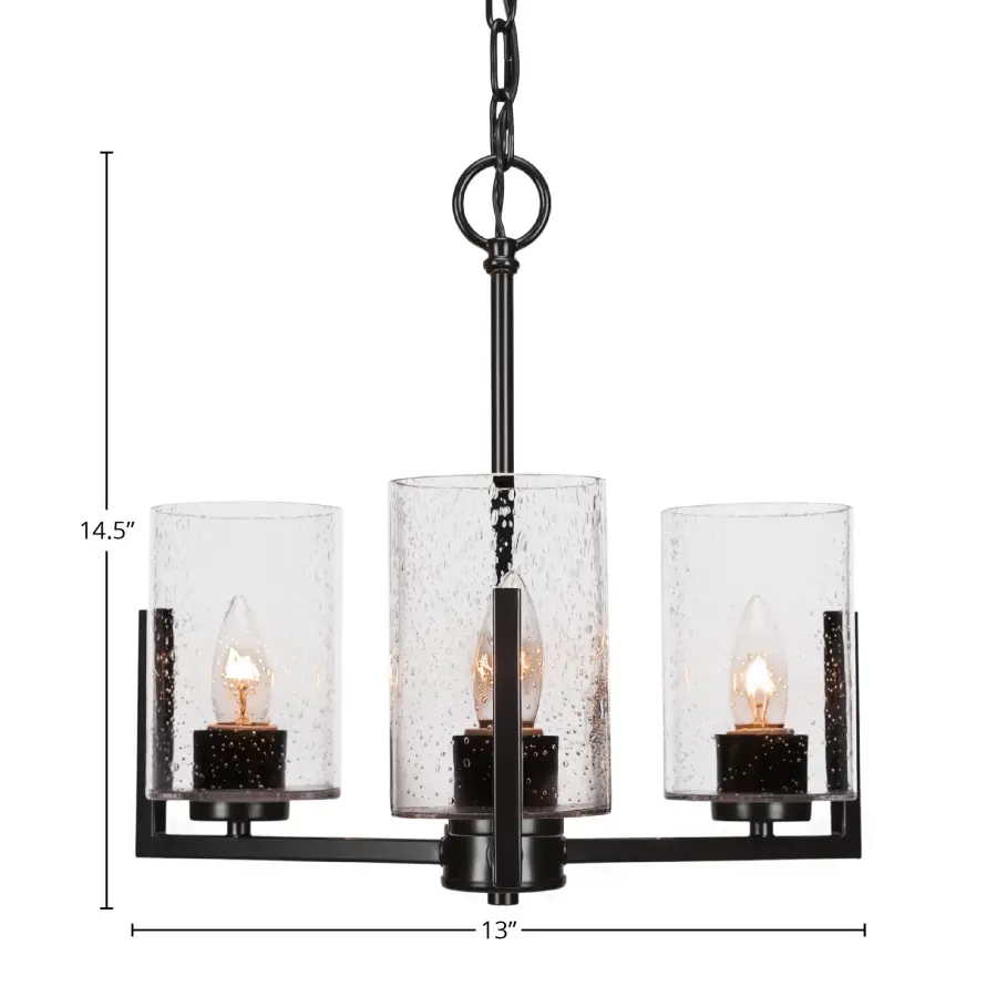 Atlas 3-Light Chandelier with Clear Bubble Glass - Image 2