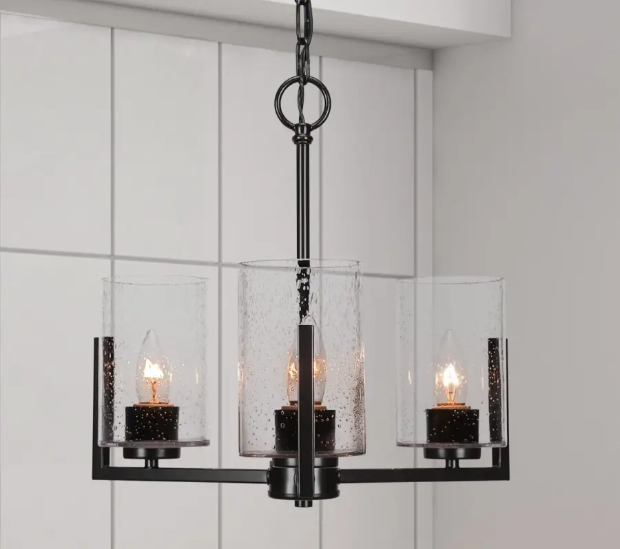 Atlas 3-Light Chandelier with Clear Bubble Glass - Image 3
