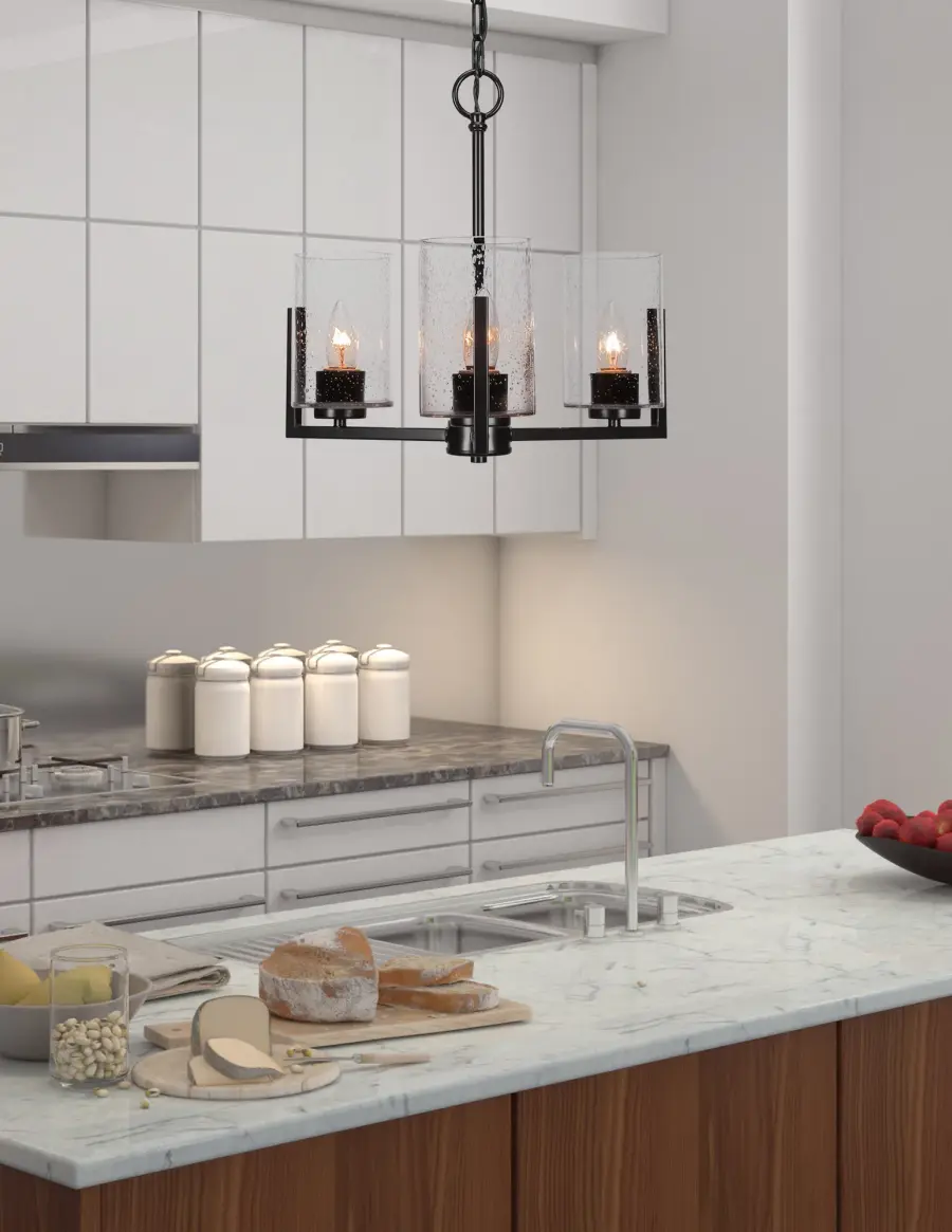Atlas 3-Light Chandelier with Clear Bubble Glass - Image 4