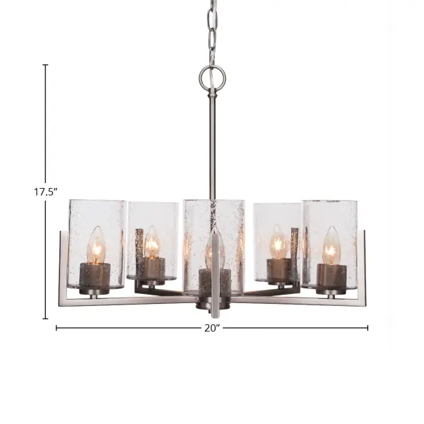 Atlas 5 Light Chandelier in Graphite with Clear Bubble Glass - Image 2