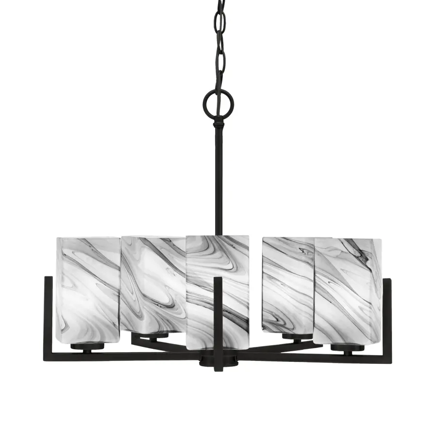Atlas 5-Light Chandelier with Onyx Swirl Glass - Image 1