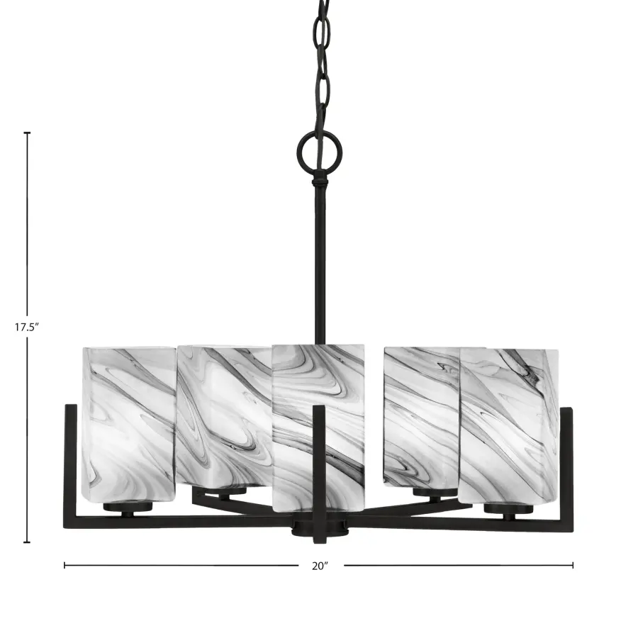 Atlas 5-Light Chandelier with Onyx Swirl Glass - Image 2