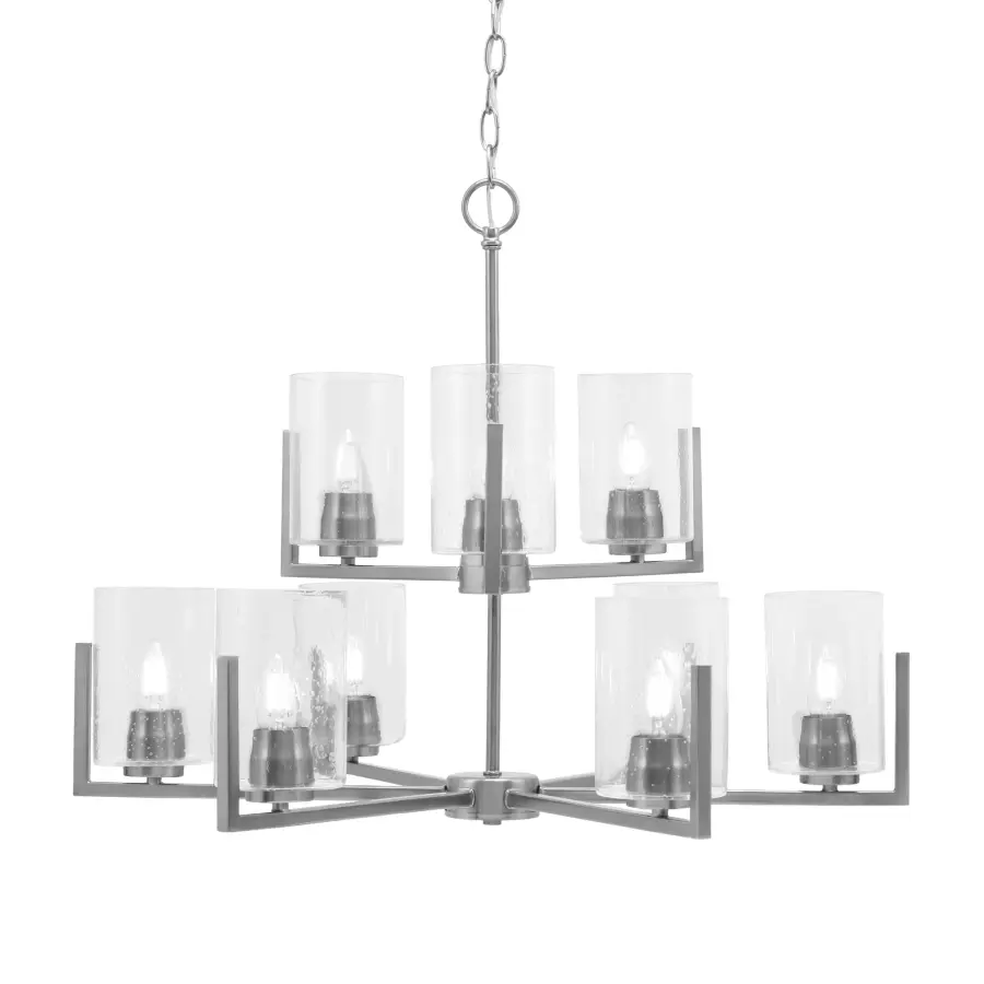 Atlas 9 Light Chandelier in Graphite with Clear Bubble Glass - Image 1