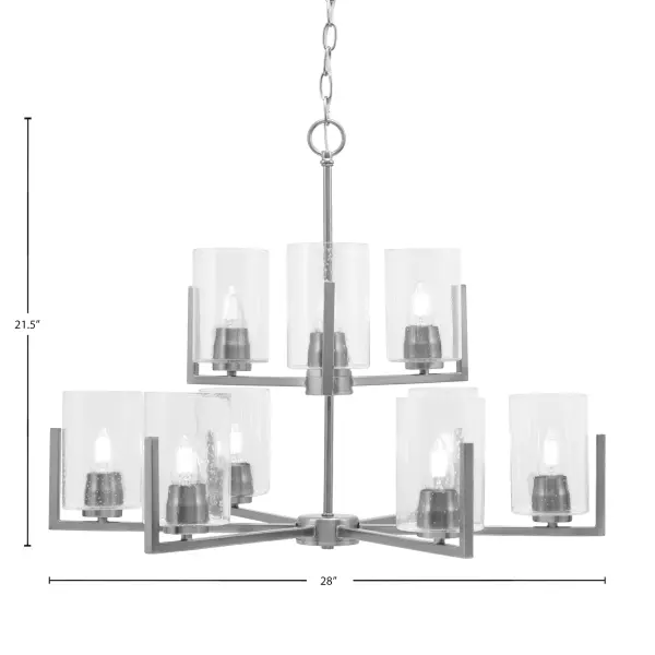 Atlas 9 Light Chandelier in Graphite with Clear Bubble Glass - Image 2