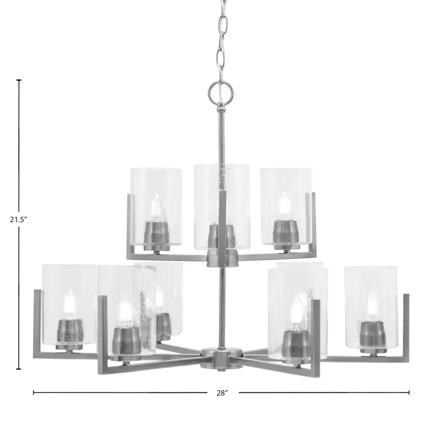 Atlas 9 Light Chandelier in Graphite with Clear Bubble Glass - Image 2