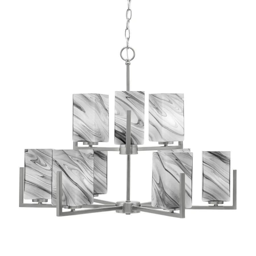 Atlas 9-Light Chandelier with Onyx Swirl Glass - Image 1