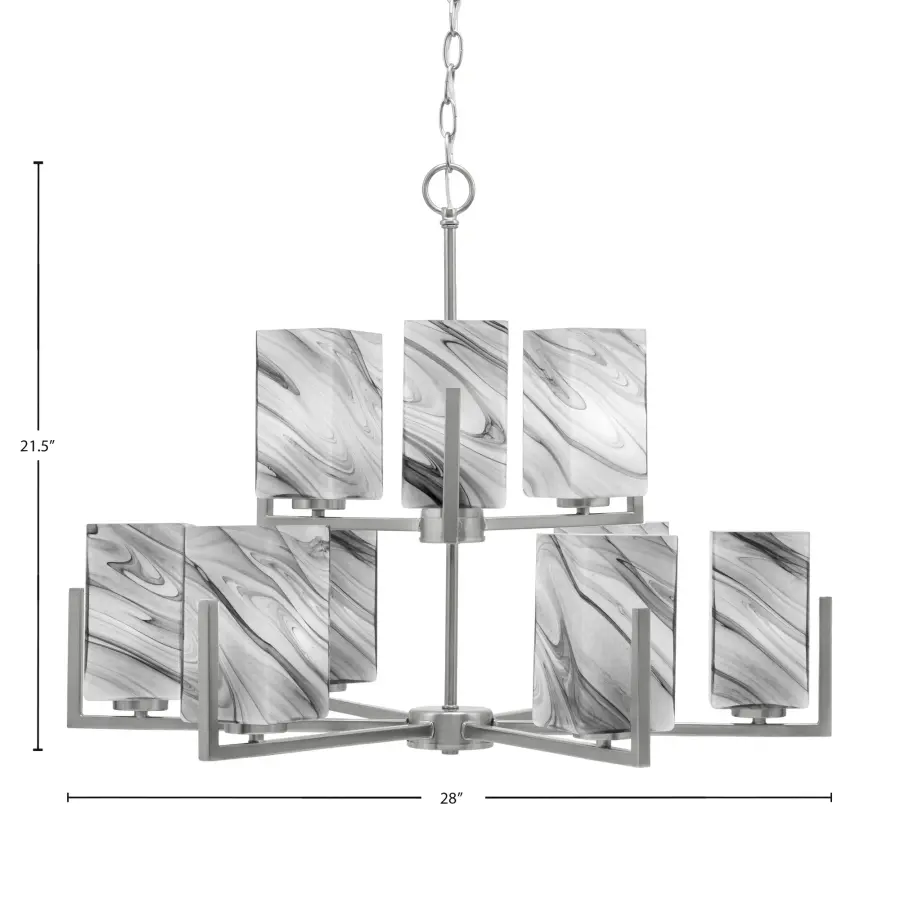 Atlas 9-Light Chandelier with Onyx Swirl Glass - Image 2