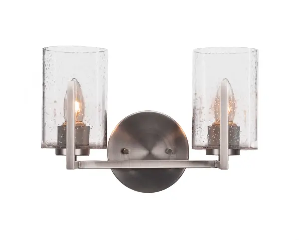 Atlas 2 Light Bath Bar in Graphite with Clear Bubble Glass - Image 1