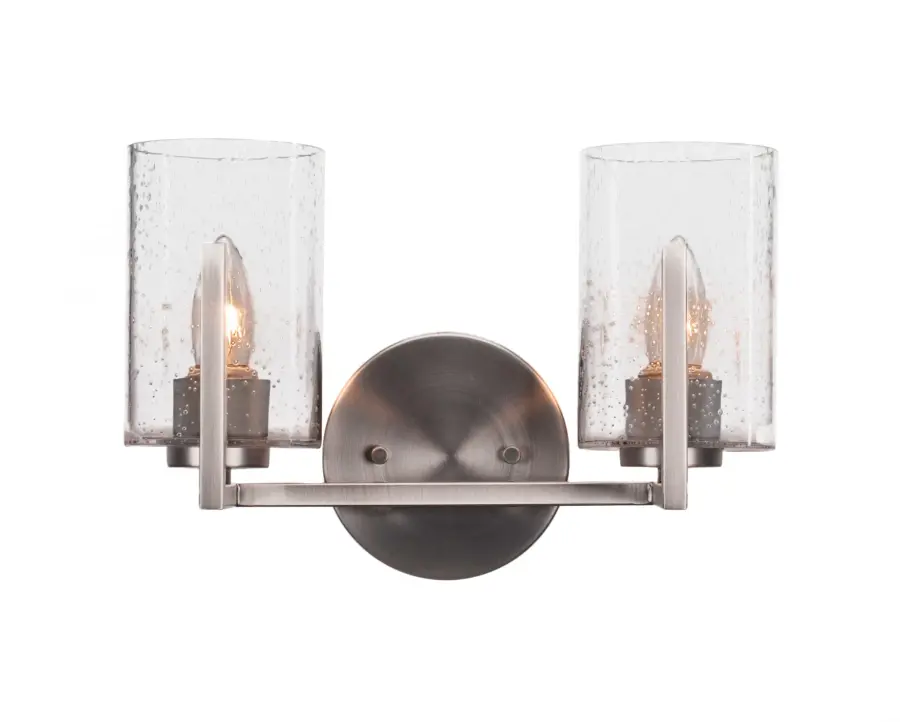 Atlas 2 Light Bath Bar in Graphite with Clear Bubble Glass - Image 1