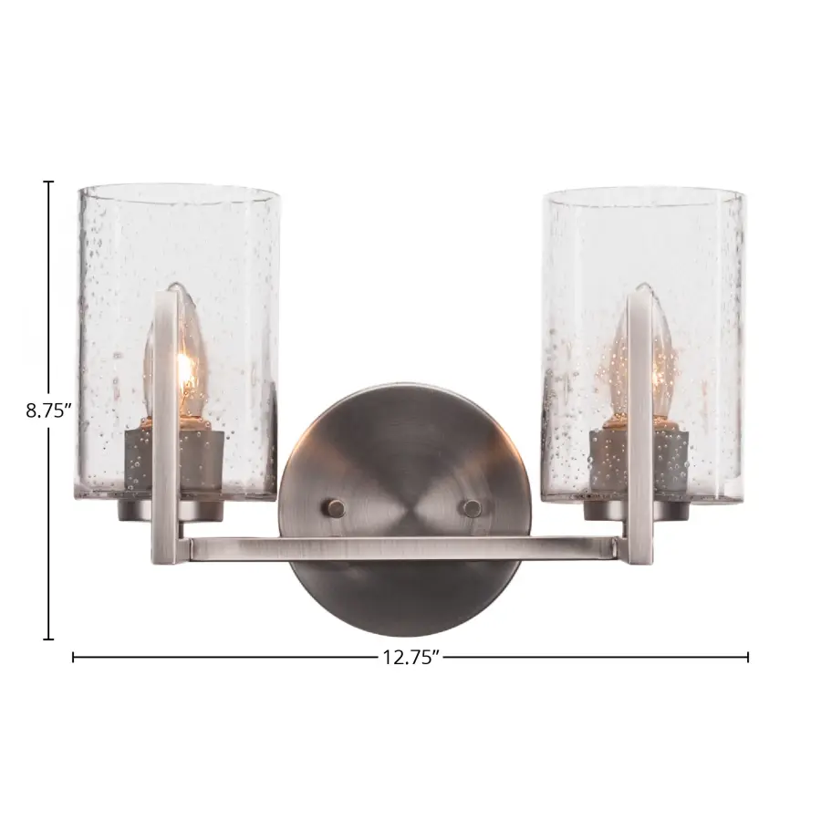 Atlas 2 Light Bath Bar in Graphite with Clear Bubble Glass - Image 2