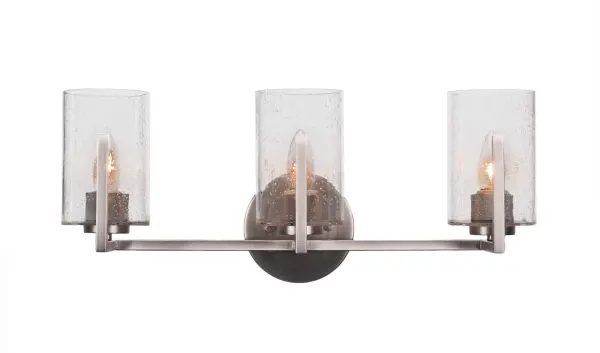 Atlas 3 Light Bath Bar in Graphite with Clear Bubble Glass - Image 1