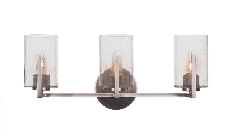 Atlas 3 Light Bath Bar in Graphite with Clear Bubble Glass - Image 1