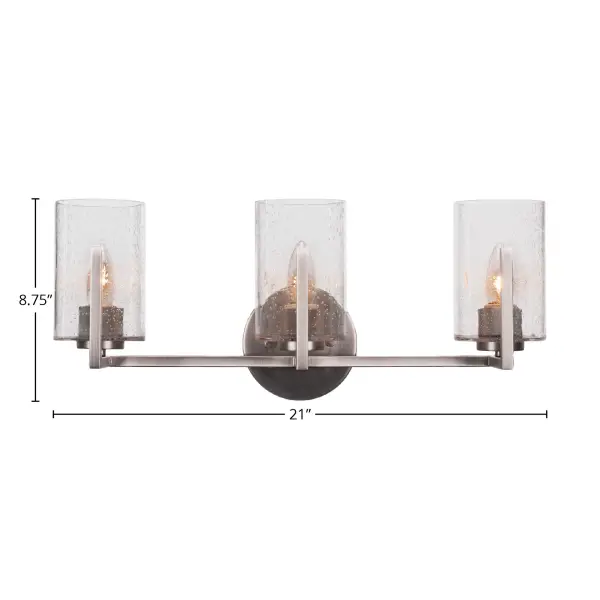 Atlas 3 Light Bath Bar in Graphite with Clear Bubble Glass - Image 2