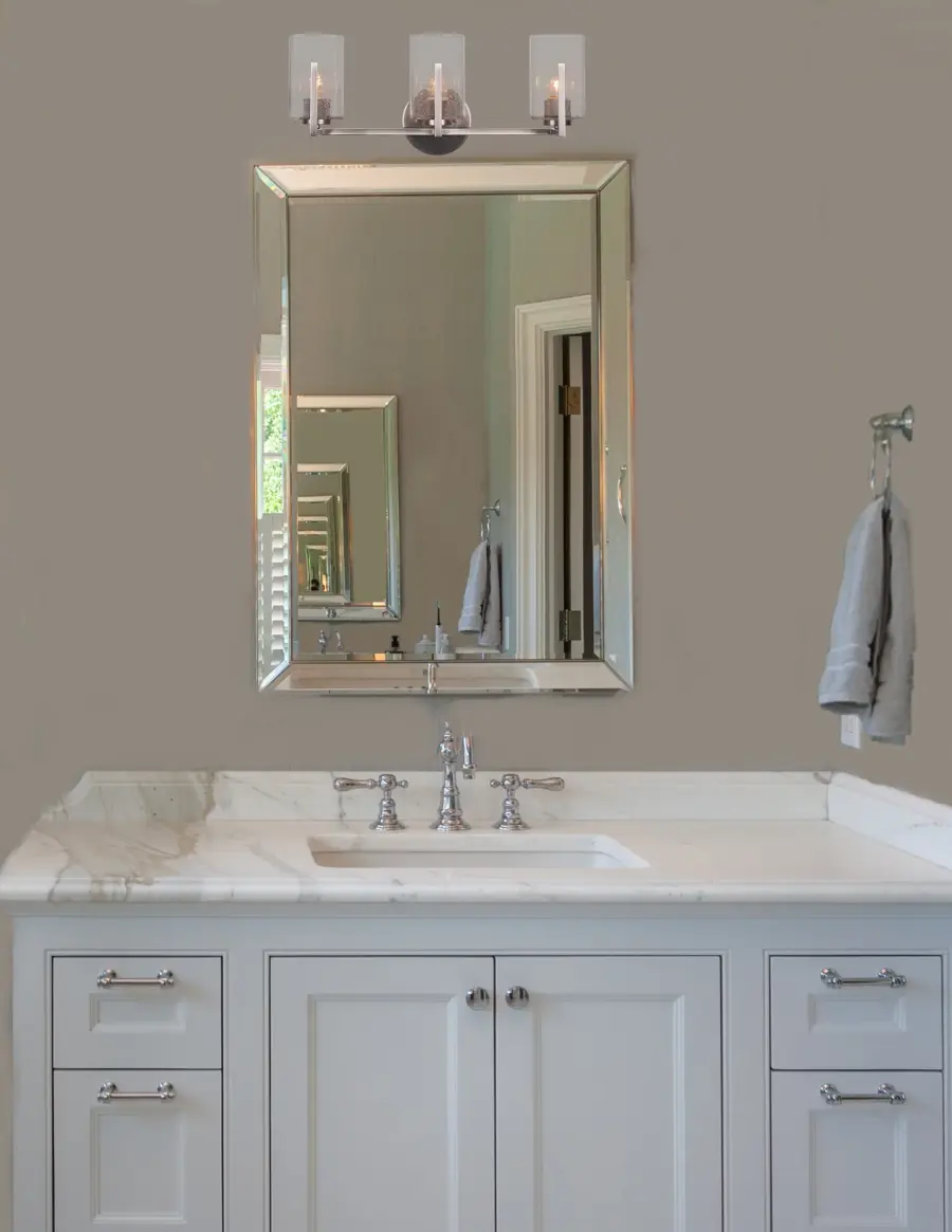 Atlas 3 Light Bath Bar in Graphite with Clear Bubble Glass - Image 3