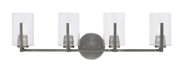 Atlas 4-Light Bath Bar in Graphite with Clear Bubble Glass - Image 1
