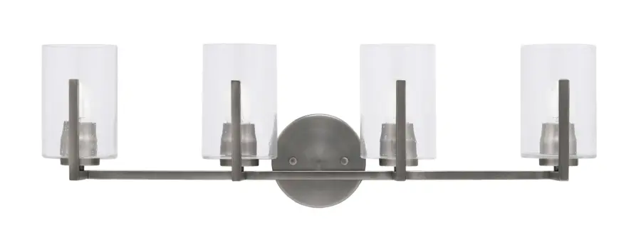 Atlas 4-Light Bath Bar in Graphite with Clear Bubble Glass - Image 1