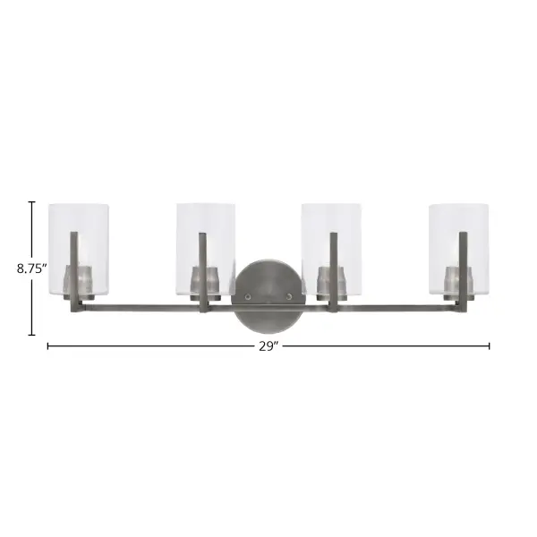 Atlas 4-Light Bath Bar in Graphite with Clear Bubble Glass - Image 2