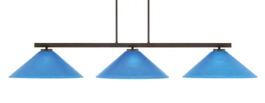 Atlas 3-Light Island Pendant in Dark Granite with Blue Italian Glass - Image 1