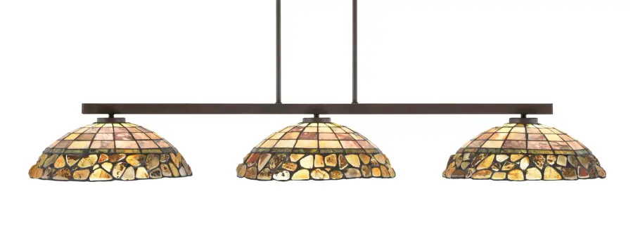 Atlas 3-Light Island Pendant with Cobblestone Art Glass - Image 1
