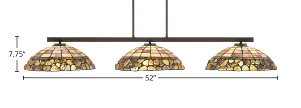 Atlas 3-Light Island Pendant with Cobblestone Art Glass - Image 2