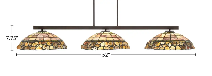 Atlas 3-Light Island Pendant with Cobblestone Art Glass - Image 2