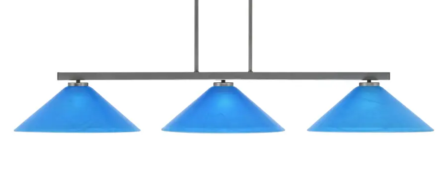 Atlas 3-Light Island Pendant with Blue Italian Glass - Image 1
