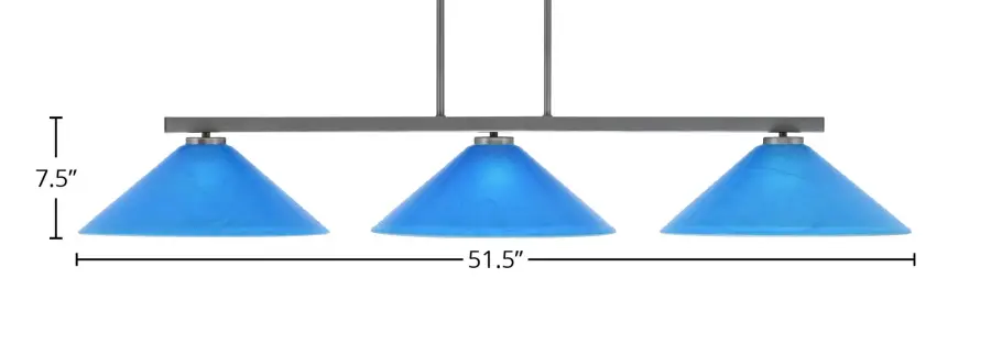 Atlas 3-Light Island Pendant with Blue Italian Glass - Image 2