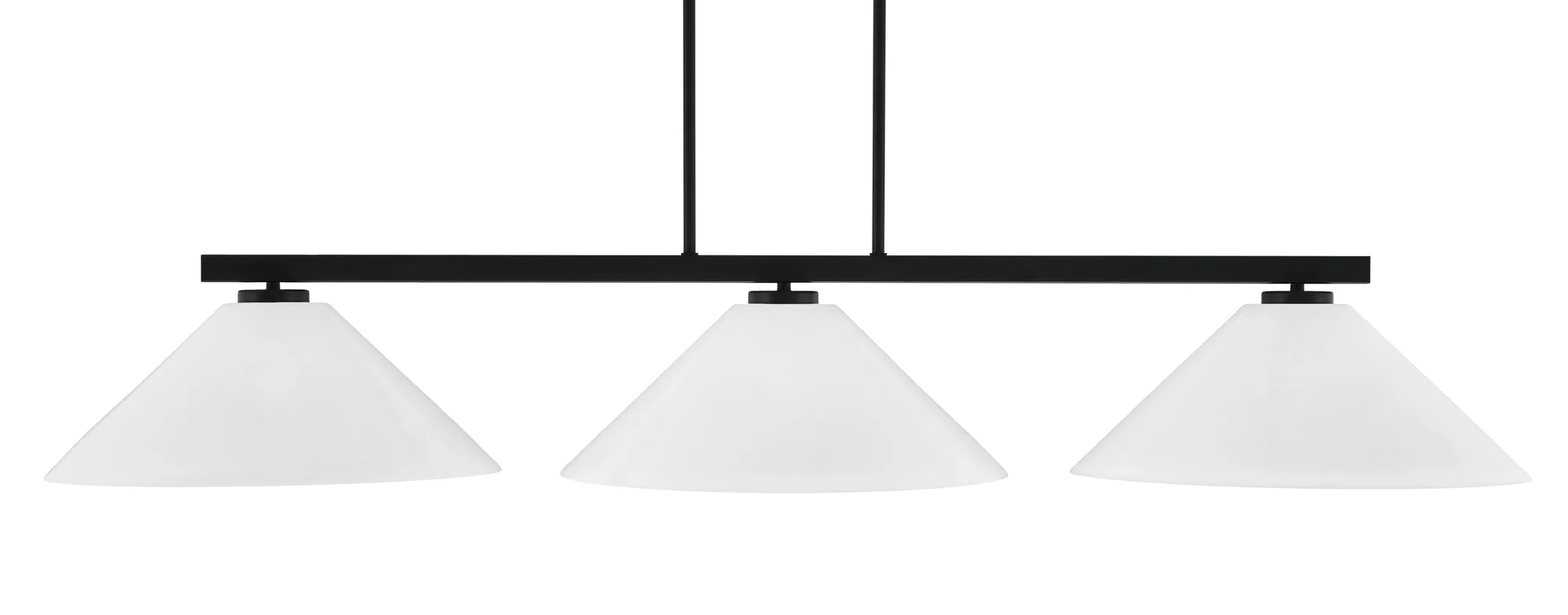 Atlas 3-Light Island Pendant in Matte Black with White Marble Glass