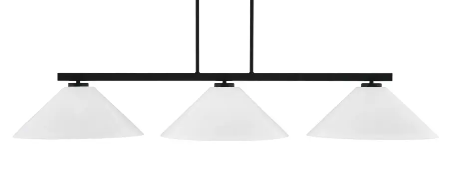 Atlas 3-Light Island Pendant in Matte Black with White Marble Glass - Image 1