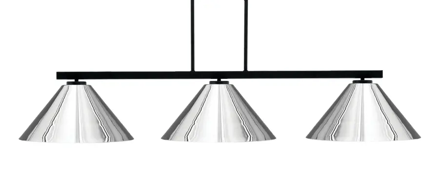 Atlas 3-Light Island Pendant in Matte Black with Chrome Cone Shades - Image 1