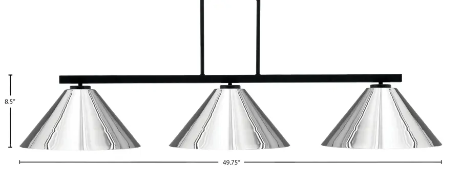 Atlas 3-Light Island Pendant in Matte Black with Chrome Cone Shades - Image 2