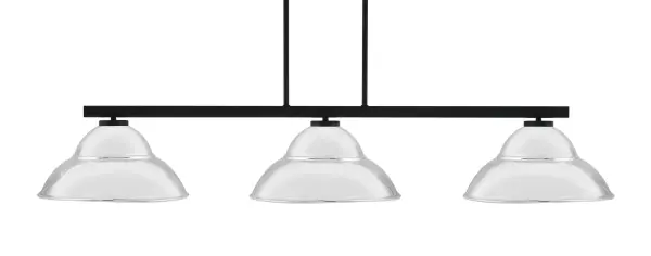 Atlas 3-Light Island Chandelier in Matte Black with Chrome Double Bubble Shades - Image 1