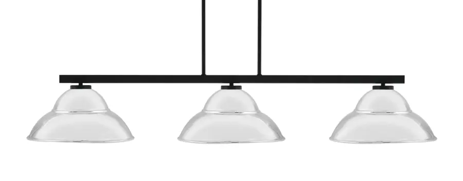 Atlas 3-Light Island Chandelier in Matte Black with Chrome Double Bubble Shades - Image 1