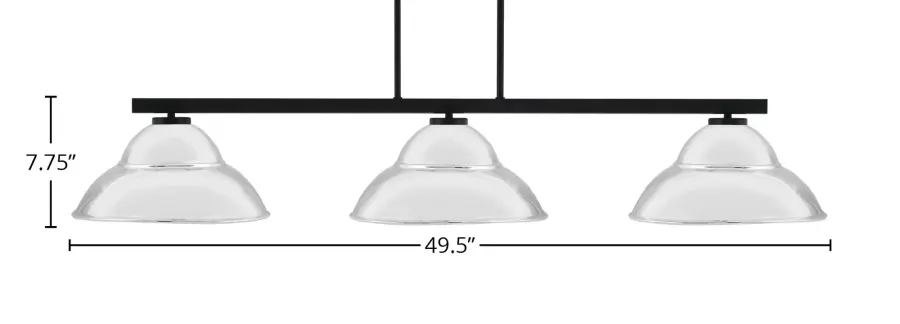 Atlas 3-Light Island Chandelier in Matte Black with Chrome Double Bubble Shades - Image 2