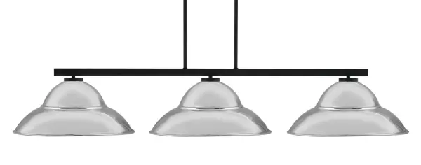 Atlas 3-Light Island Pendant in Matte Black with Chrome Double Bubble Shades - Image 1