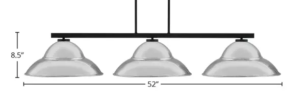 Atlas 3-Light Island Pendant in Matte Black with Chrome Double Bubble Shades - Image 2